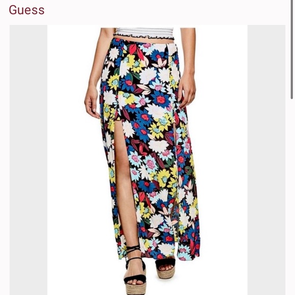 NWT Guess Kloey Double Slit Floral Maxi Skirt. Size 8. Poppy Jungle Grey. - Picture 9 of 9